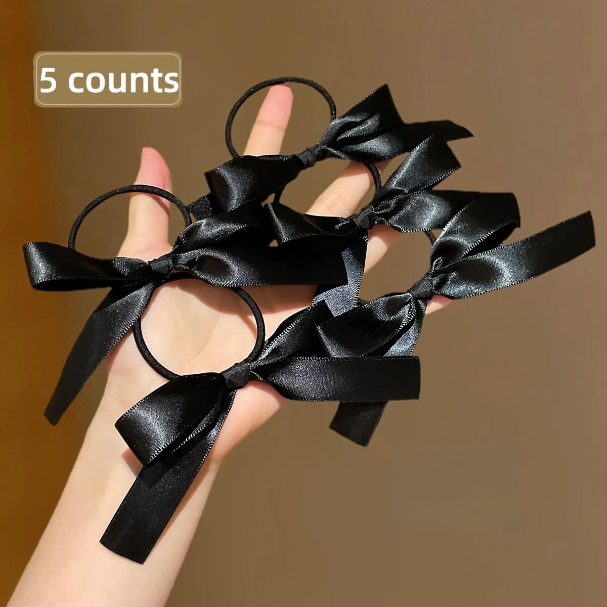 5 pièces Style femme, à la mode et mignon, nœud noir, adapté à un usage quotidien, accessoires pour 
