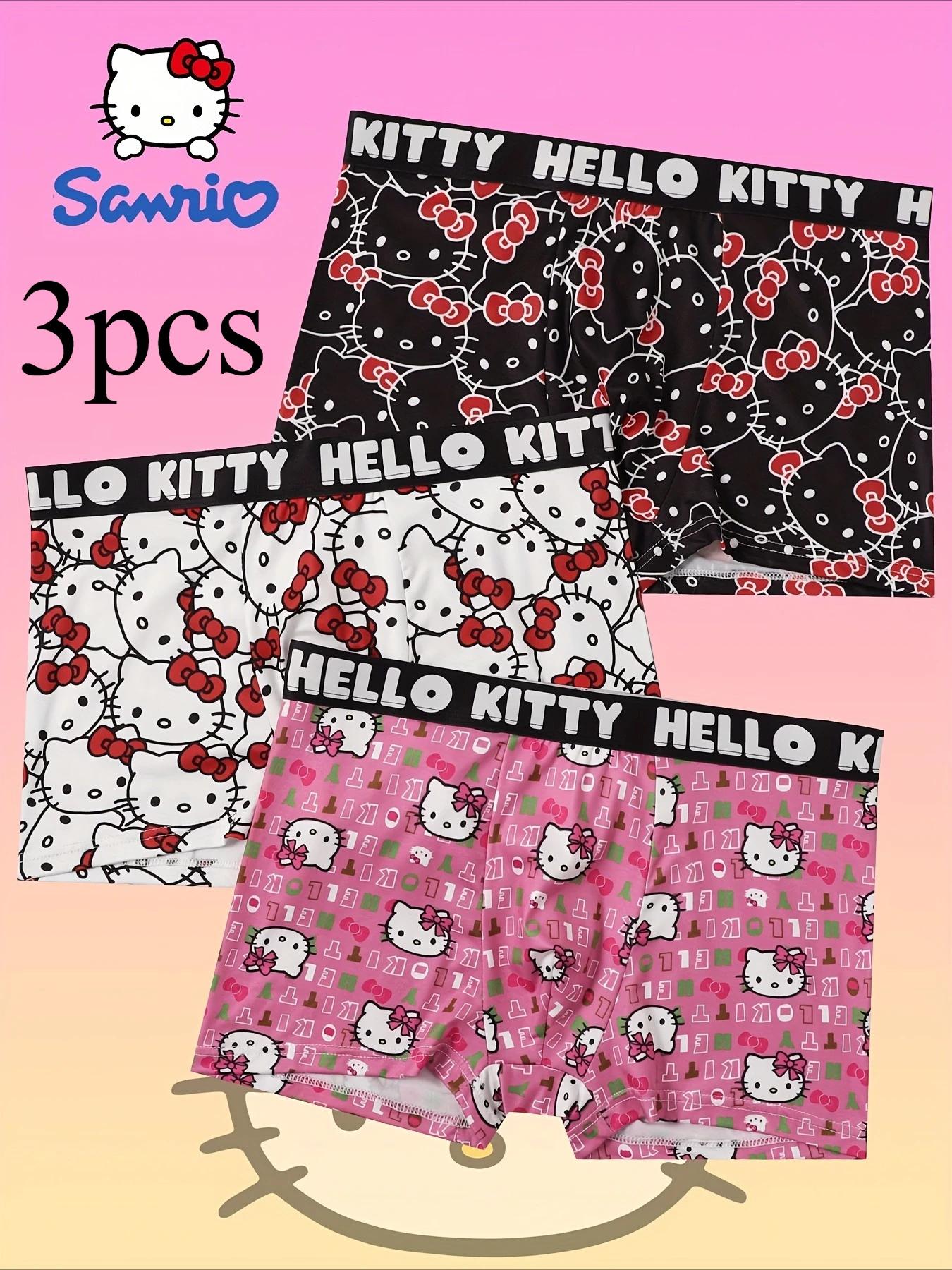 6 pièces de caleçons de sport pour hommes avec imprimé Hello Kitty, sous-vêtements respirants à séch