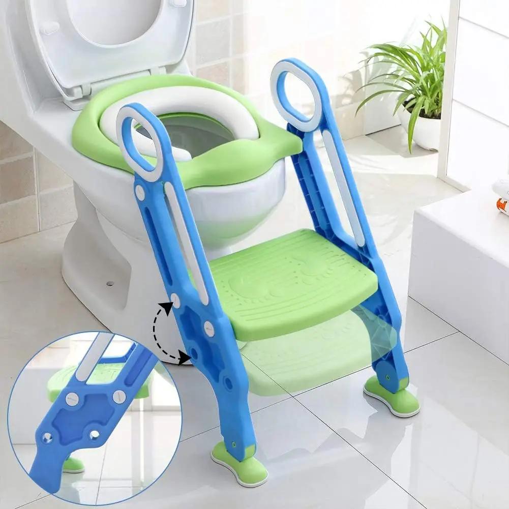 Entraîneur de Toilette Pot d'apprentissage avec Main Courante d'escalier Coussin Souple en PU Anti-d