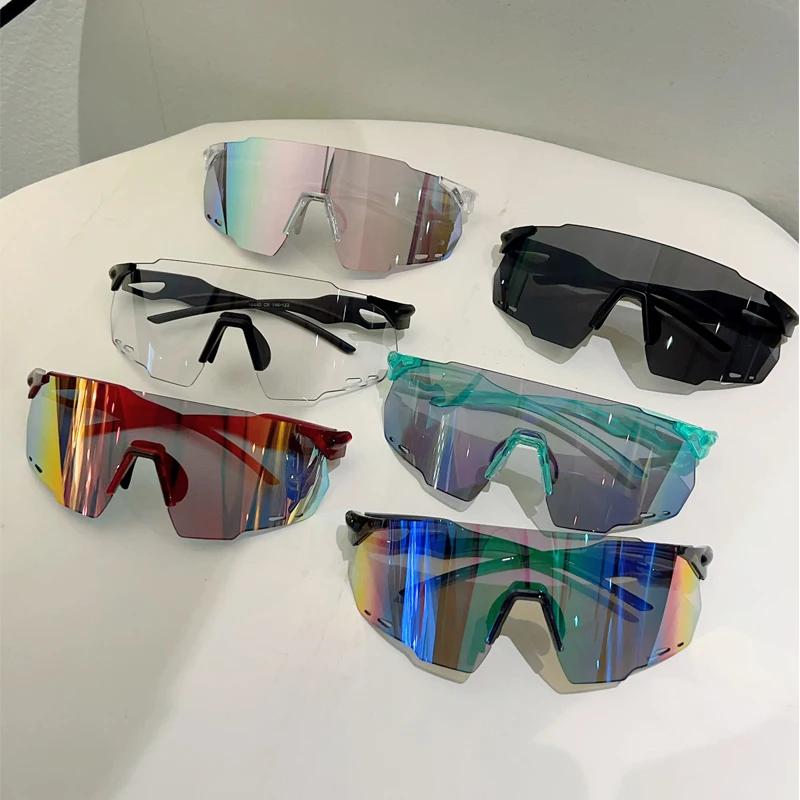 KAMMPT – lunettes surdimensionnées sans bords pour hommes, miroir rond enveloppé, lunettes de soleil