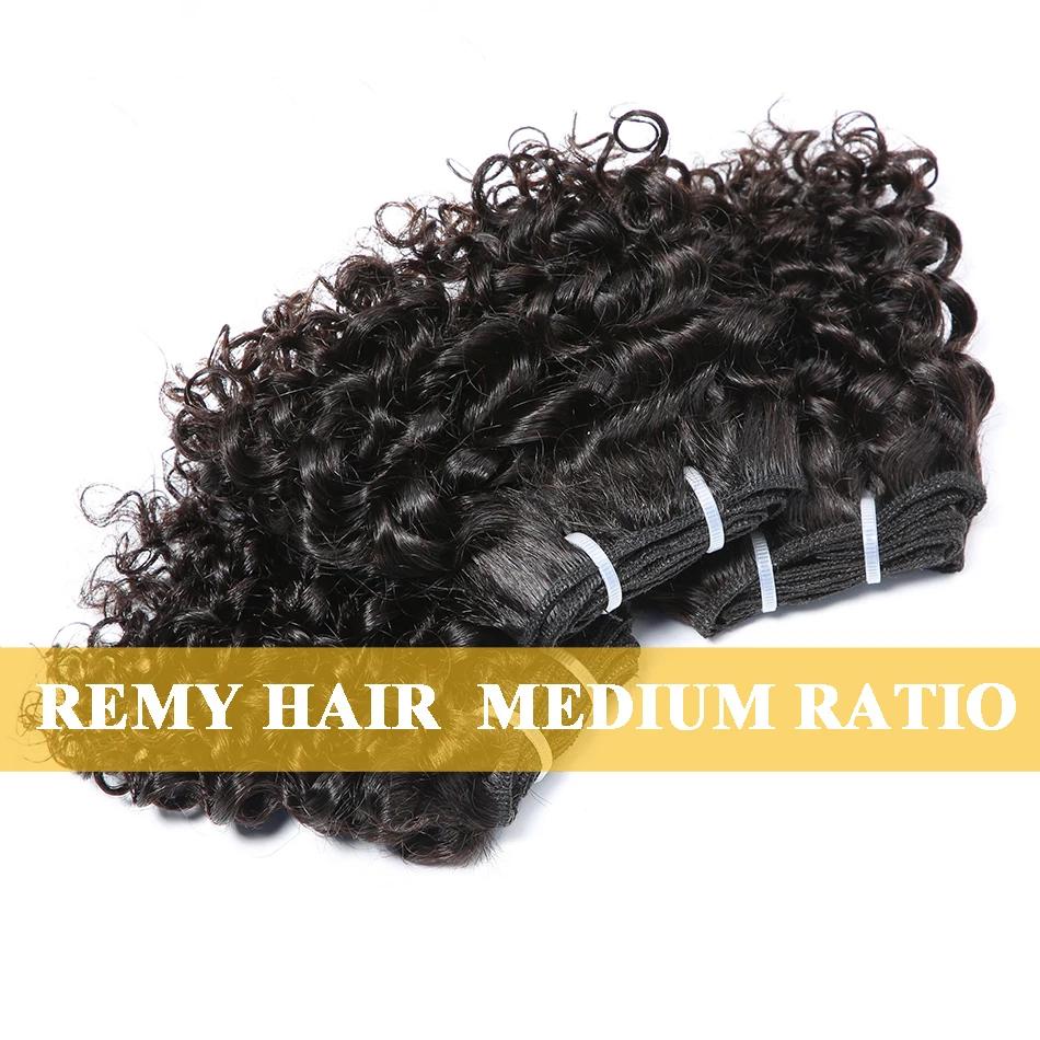 Paquets de cheveux bouclés rebondissants Double tirage indien 6 pouces coupe courte Remy Extensions