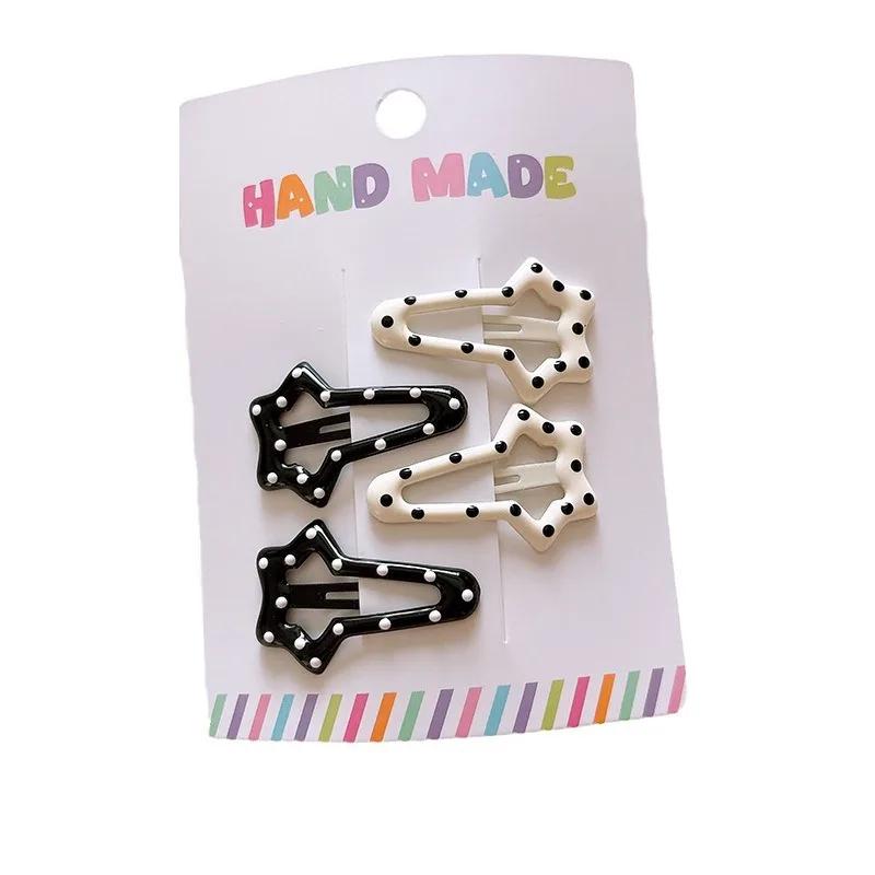 Pince à cheveux à pois pour fille, couleur noir et blanc, frange polyvalente, accessoire pour cheveu