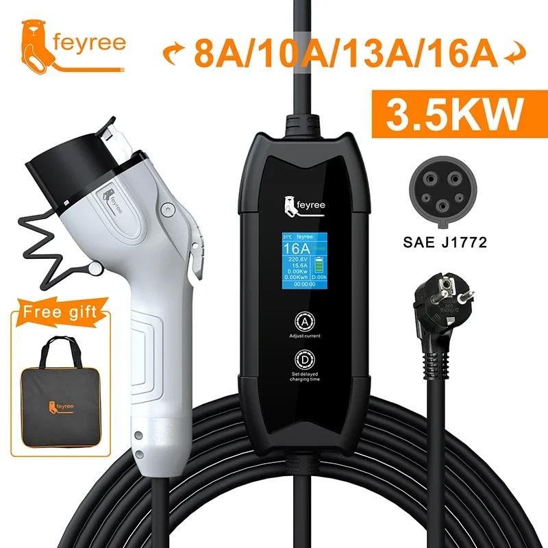 Feyree EV chargeur Portable Type2/GB/T connecteur 16A 1 Phase 3.5KW Type1 3.5m Station de recharge m