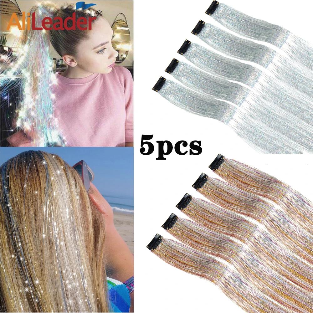 Réinitialisation d'extension de cheveux synthétiques brillants, kit de cheveux Tinsel, nickel é de p