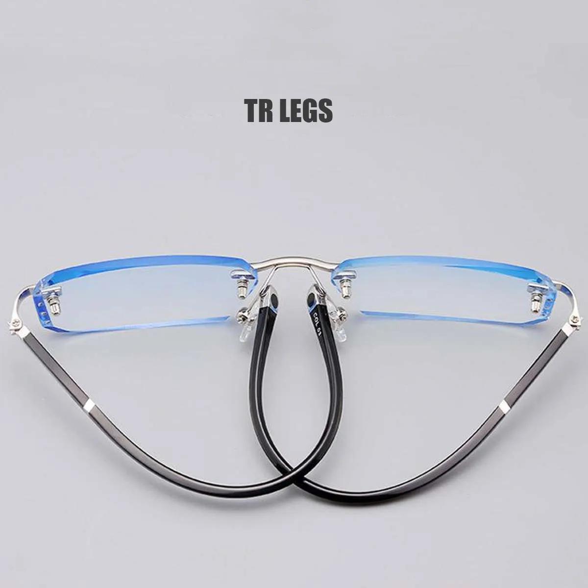Lunettes de myopie photochromiques d'affaires pour hommes, coupe diamant, sans bords, UV400, lunette