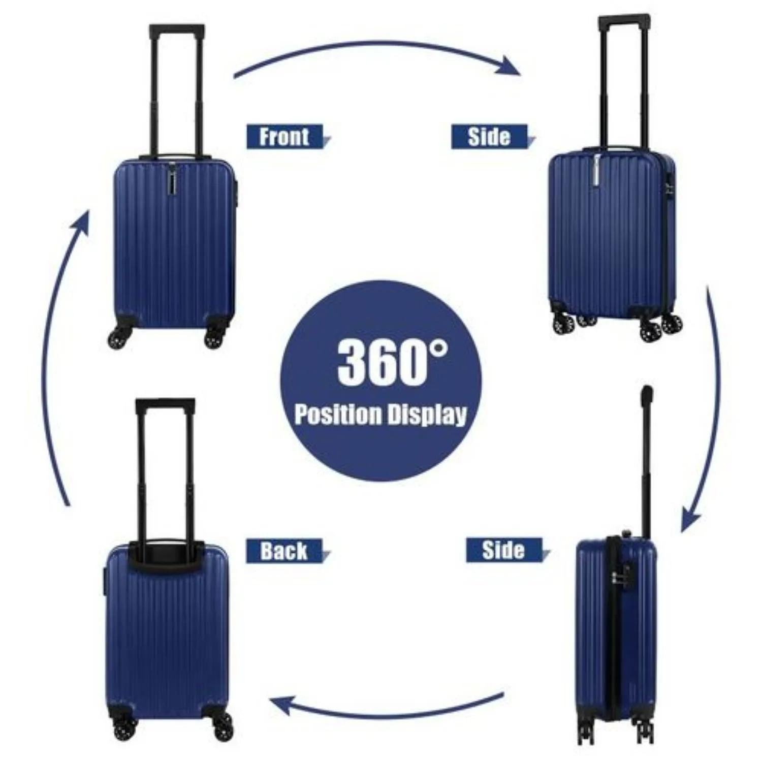 Ensemble de bagages rigides 2 pièces (20"+14") - Spinner gigogne avec 360 °   Roues et serrure TSA, 