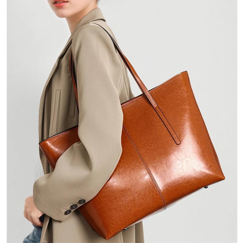 BURMINSA – sacs fourre-tout Vintage en cuir véritable pour femmes, sacs à main de luxe élégants pour