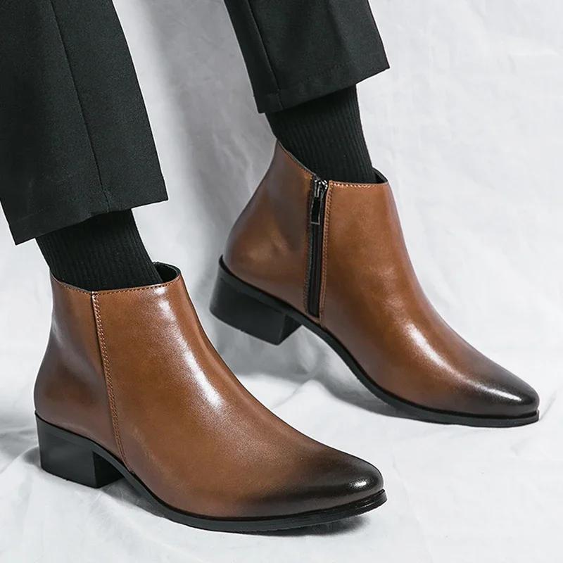 Chaussures pour hommes Chelsea bottes casual affaires rétro bottines homme chaussures de marche chau