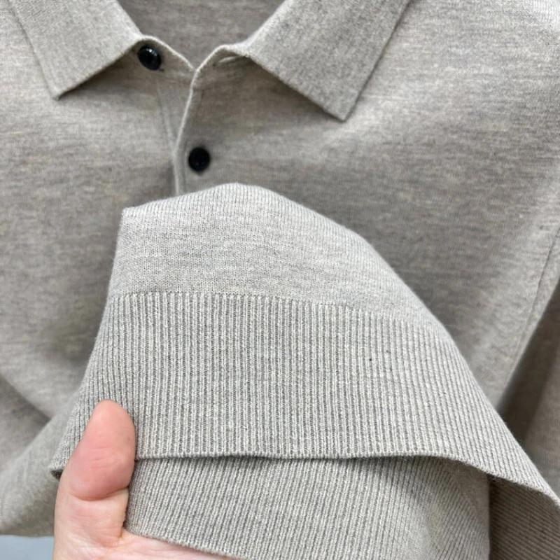 Polo décontracté à manches longues pour hommes, pull à col chemise Pull de golf en laine pour le pri
