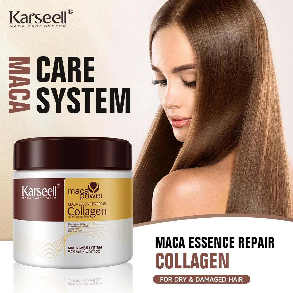Karseell 500ml traitement capillaire au collagène réparation profonde conditionnement huile d'argan 