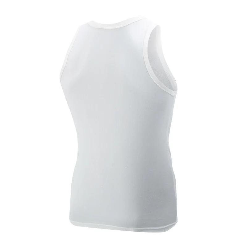 Débardeur Homme 1/3 Noir et Blanc Couleur Unie Épaules Étroites Décontracté Sport Fitness Confortabl