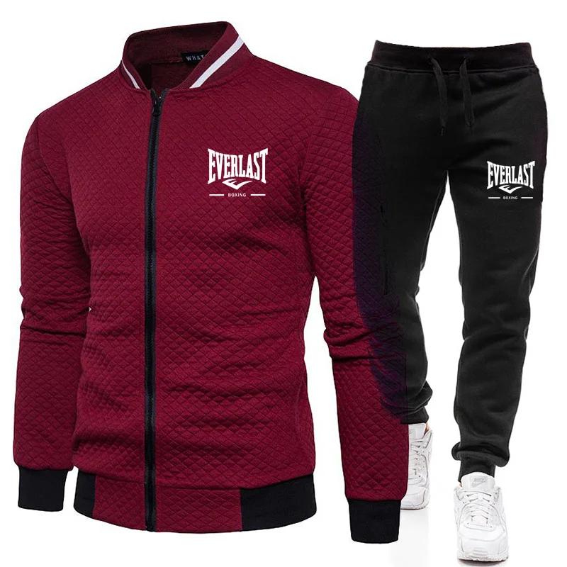 Ensemble de veste et pantalon EVERLAST BOXING pour homme, col montant, style streetwear, printemps-a