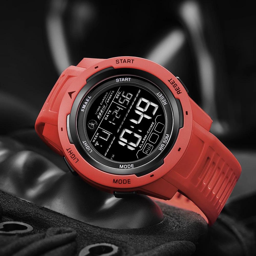 SMAEL-Montre-bracelet numérique étanche à LED pour homme, chronomètre lumineux, montres de sport, 50