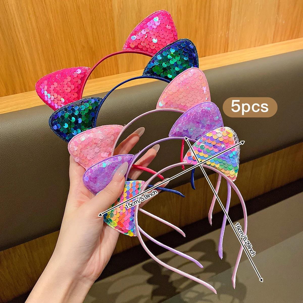 Bandeau oreilles de chat à paillettes de 5 couleurs mignonnes (pain en forme d'oreille de chat cuit 
