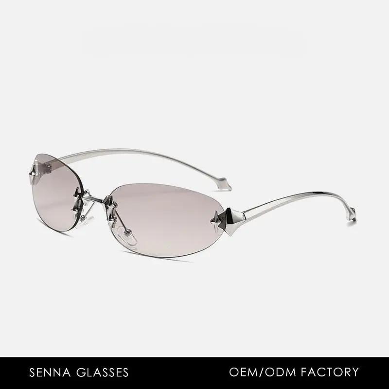 Promotion limitée dans le temps-Y2g lunettes de soleil ovales en métal sans cadre Hot Girl Street Sh