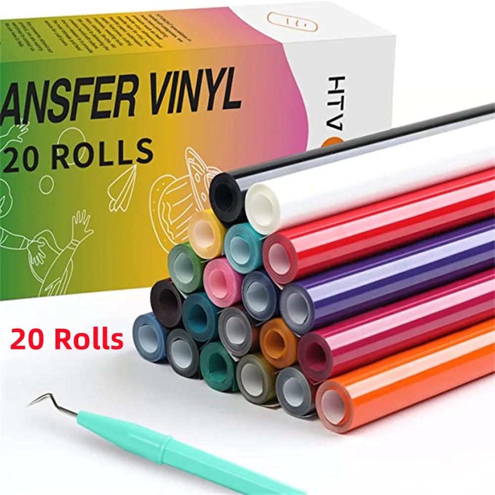 HTVRONT 20/14 Pack 12inX3ft/30X90cm rouleau de vinyle de transfert de chaleur PU pour impression de 