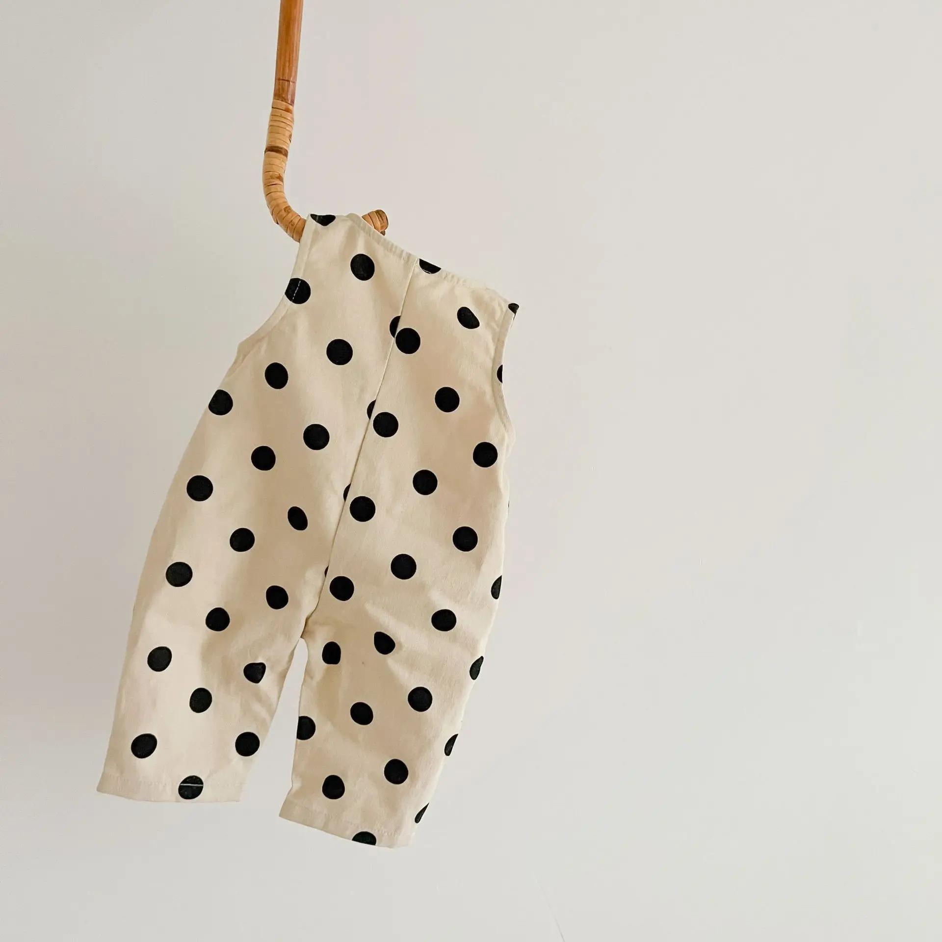 Barboteuse pour nouveau-né fille, barboteuse sans manches à pois ronds, une pièce, vêtements à la mo