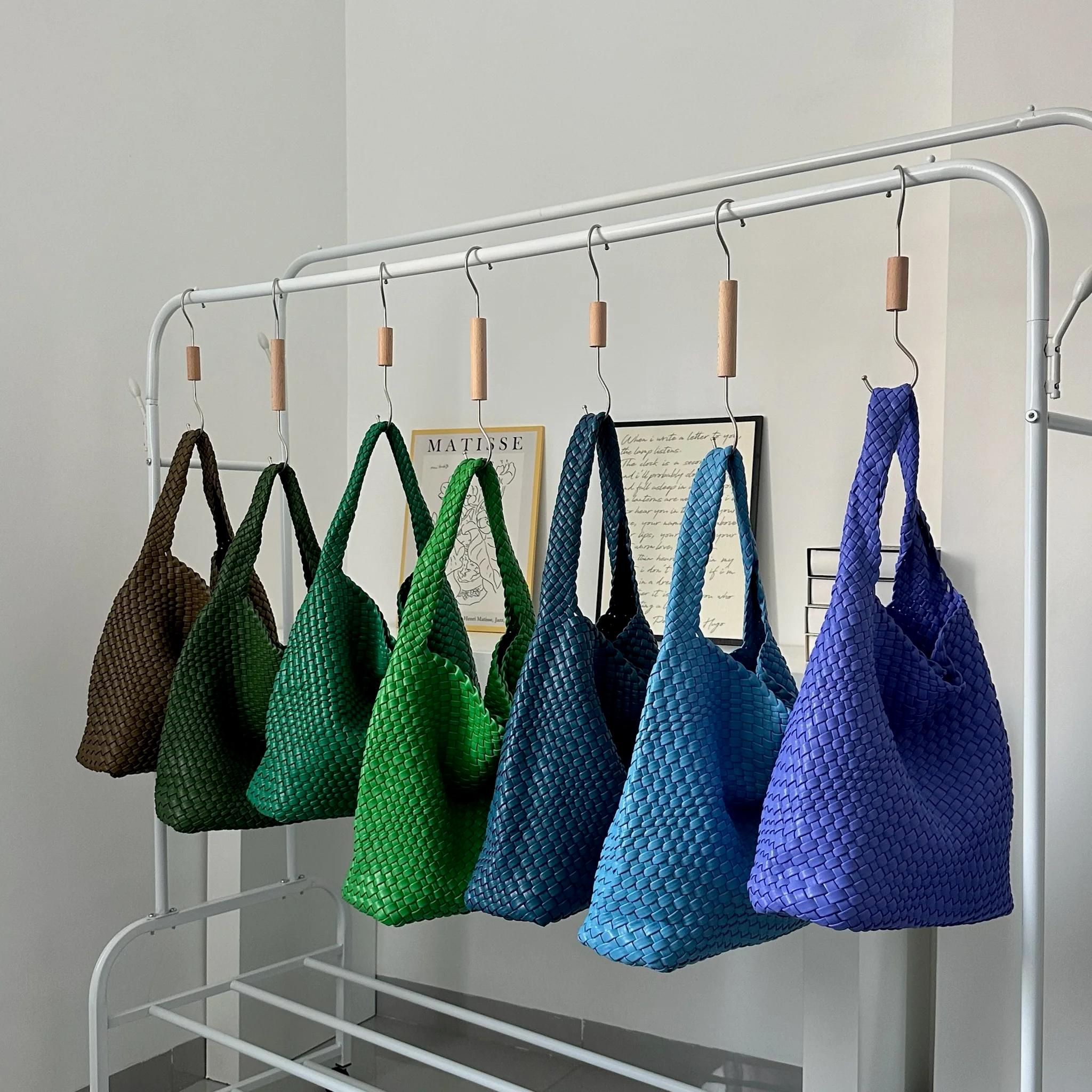 Sac à bandoulière en cuir PU pour femmes, sac sous les bras tissé en tissu doux, tendance, Style eur