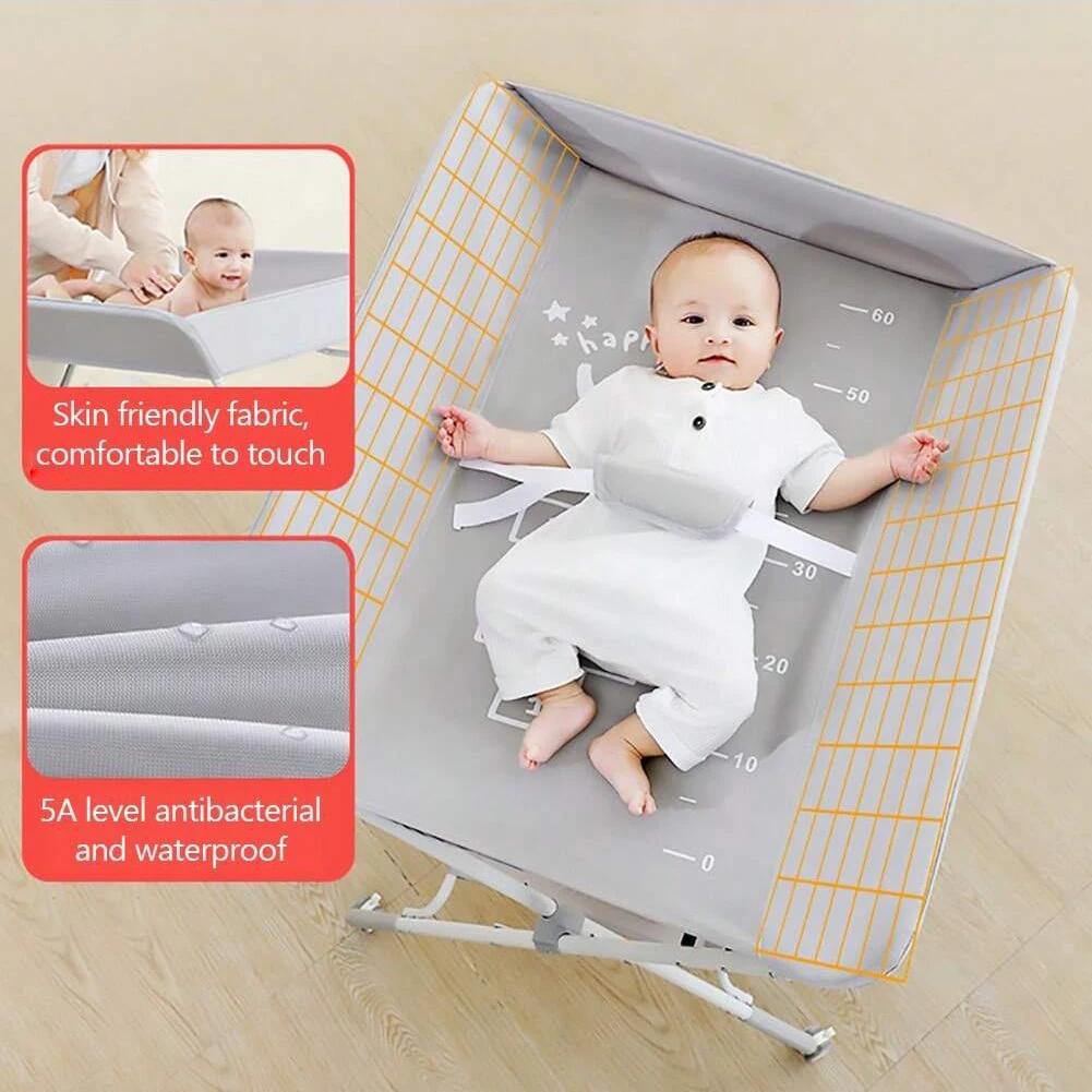 Table à langer bébé avec roulettes, station à couches pliable réglable en hauteur, portable, avec or