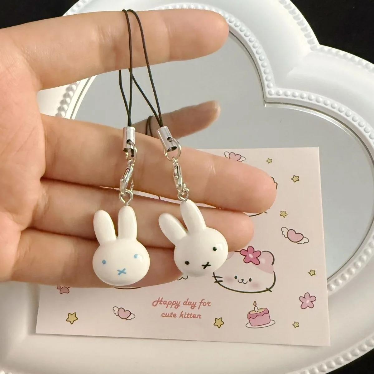 Porte-clés lapin Miffy Kawaii, dessin animé mignon, doux et Adorable fille, cœur crème cloche, sac d