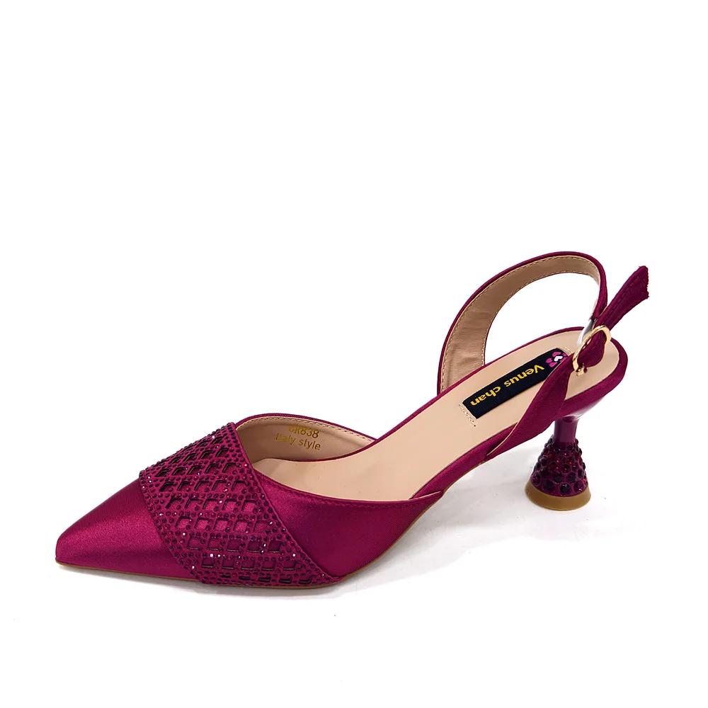 NigWin-Chaussures à talons couleur vin pour femmes, ensemble de sac à main en biscuits, design itali