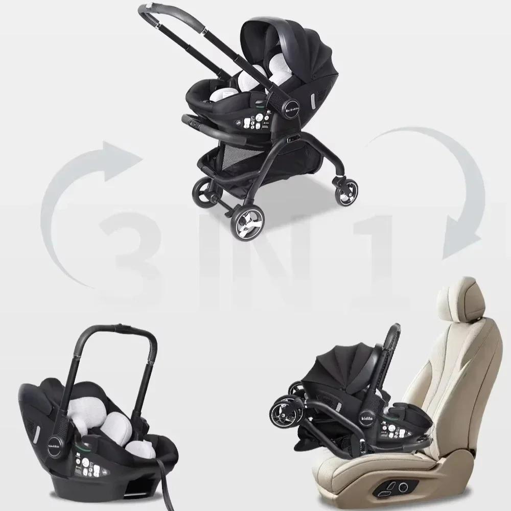 Poussette bébé rose 4-en-1 neuve avec nacelle - Siège auto multifonction pliable livraison UE