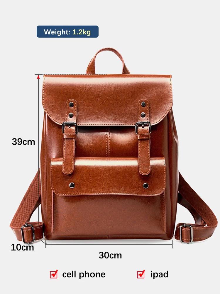 Zency-Sac à dos de voyage en cuir véritable pour femme, grande capacité, sac à dos pour ordinateur p