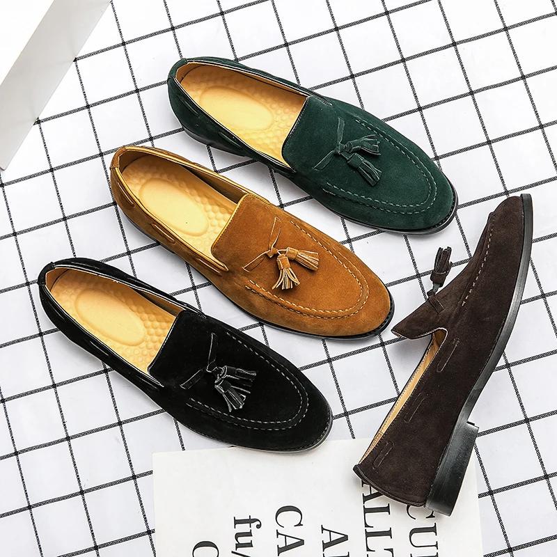 Mocassins d'été en daim à pampilles pour hommes, style italien 2026, souples et de haute qualité, ch