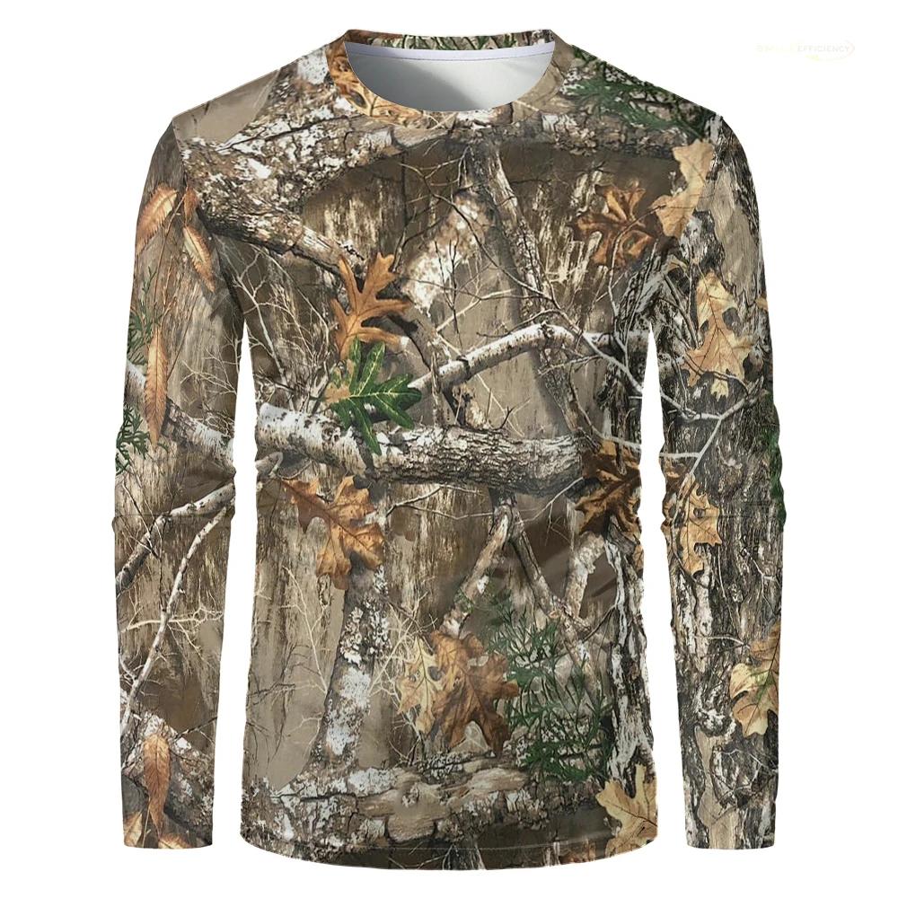 Hommes Camouflage forêt chasse T-shirt Utdoor séchage rapide respirant randonnée à manches longues T