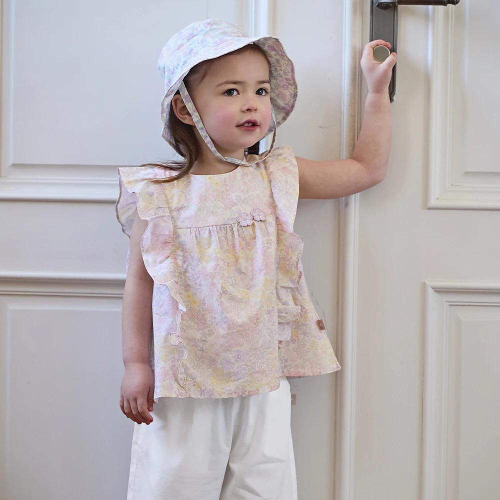 Ensemble haut et pantalon pour filles Dave Bella, costume d'été pour enfants, imprimé floral, élasti