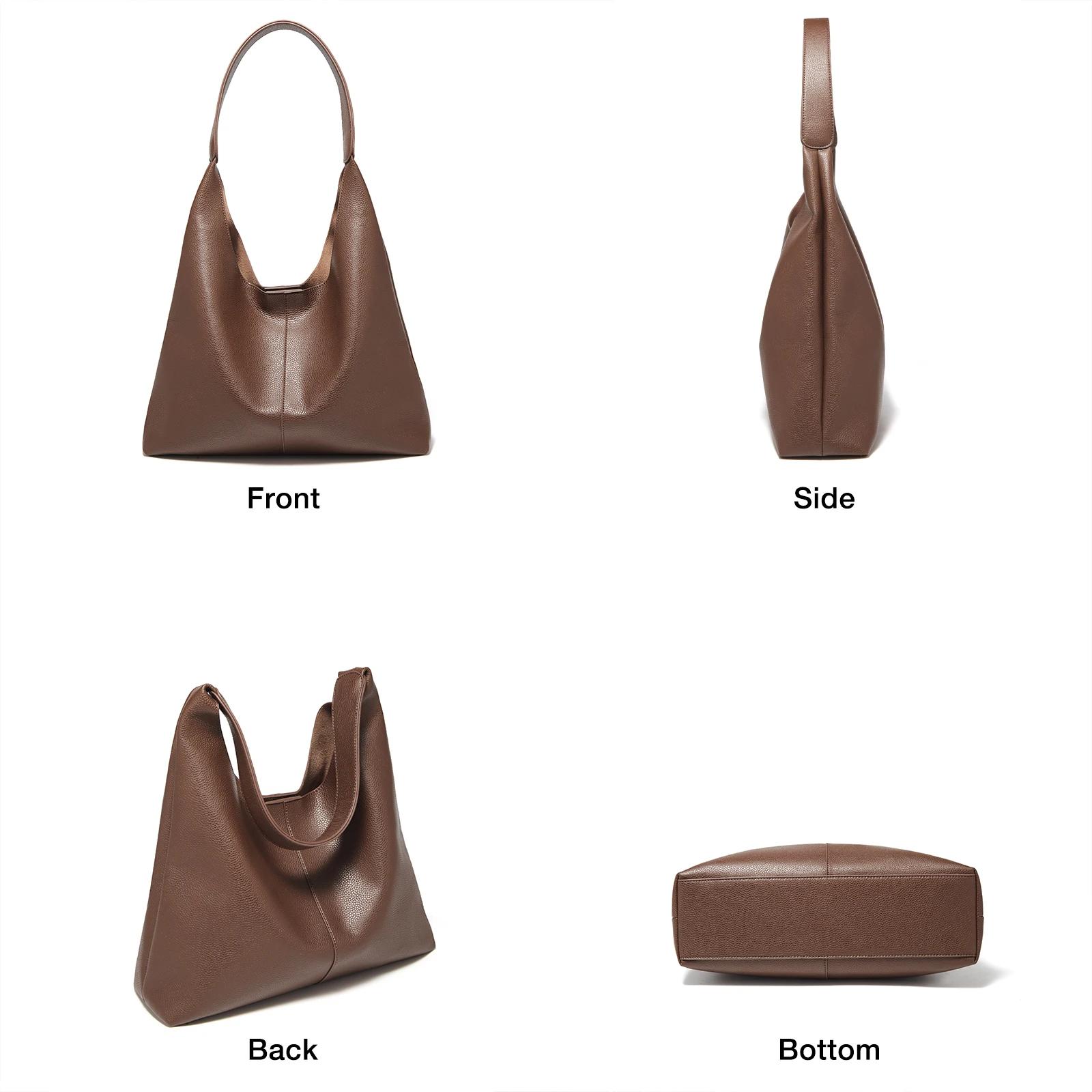 Sac fourre-tout d'épaule en cuir fendu pour femme FOXER, nouvelle collection 2026, sac à main décont