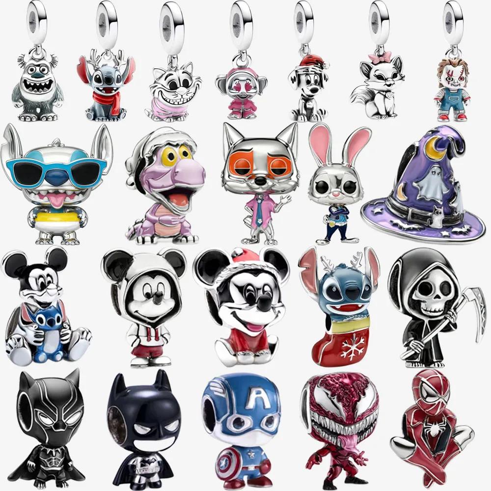 Breloques pendantes Stitch & Angel en argent sterling 925, Sulley Mickey & Minnie Zootopia, compatib