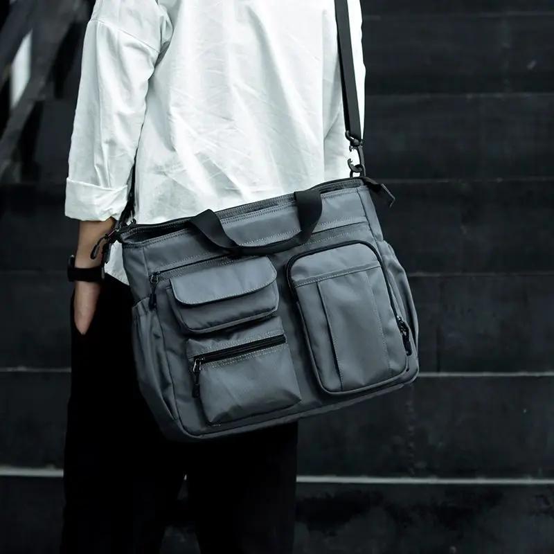 Sac à bandoulière étanche pour hommes, sacoche à 14 poches, sac à main de voyage Oxford, sacs de tra