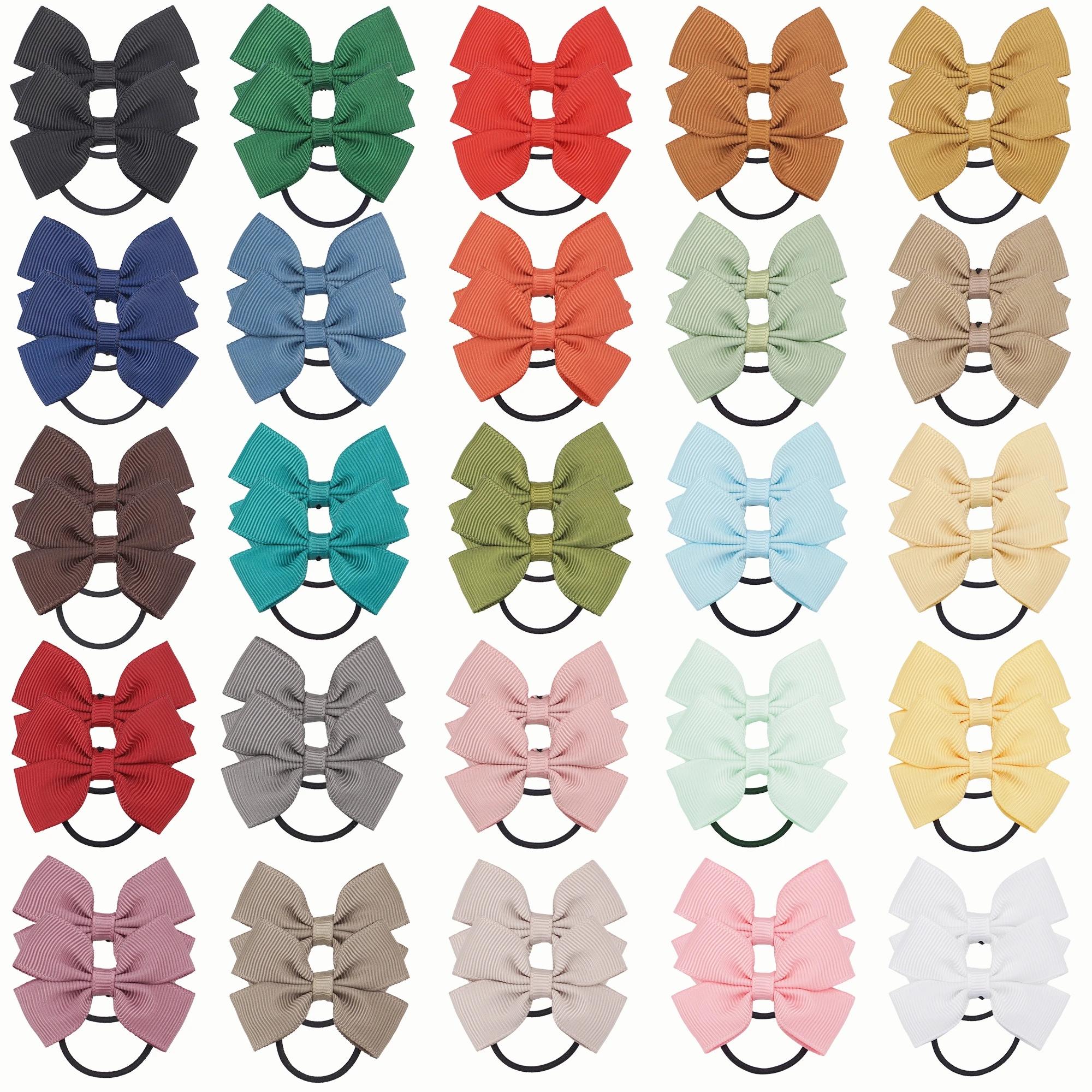 20/40/50 pièces de nœuds pour cheveux en ruban gros-grain de 2 pouces, élastiques à cheveux, attache