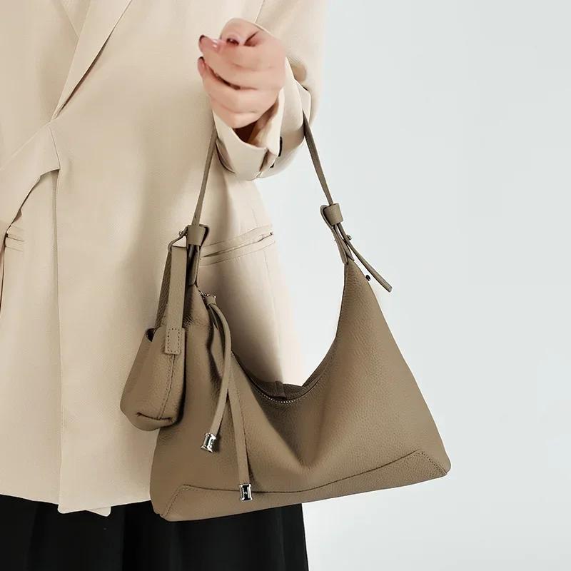 Sac à bandoulière rétro en cuir de vache véritable pour femme, sacs à main de luxe de créateur en cu