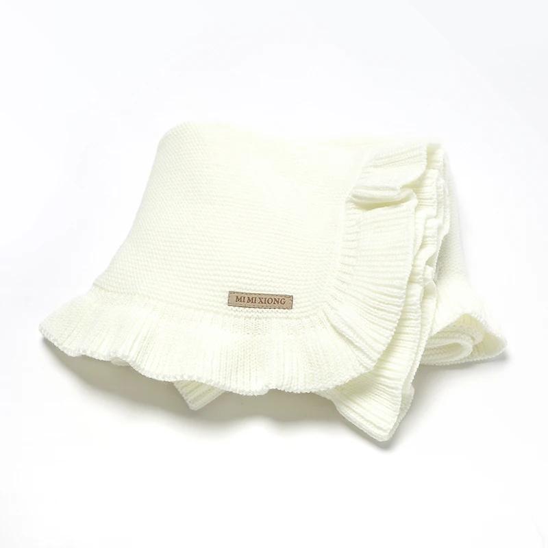 Couvertures bébé 90x70cm tricoté nouveau-né garçons filles solide poussette lange emmaillotage sac nuit réversible