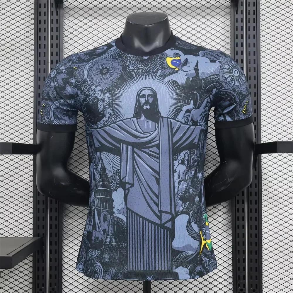 Haut d'entraînement de Football d'été, édition spéciale brésilienne, maillot de Football jésus noir 