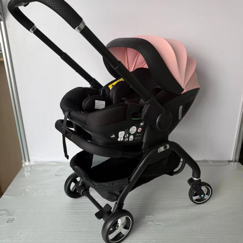 Poussette bébé rose 4-en-1 neuve avec nacelle - Siège auto multifonction pliable livraison UE