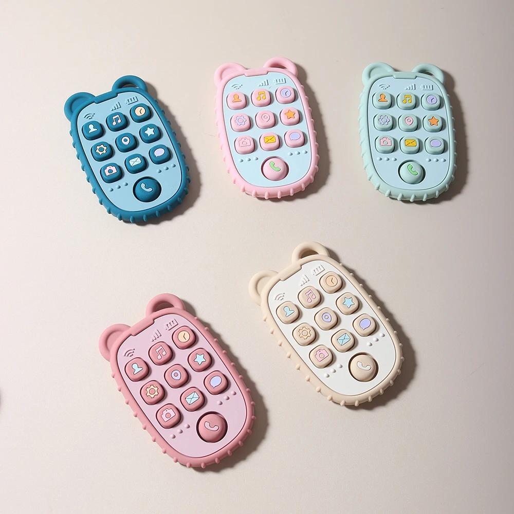 Anneau de dentition en Silicone en forme de téléphone portable pour bébé, jouet éducatif sensoriel p