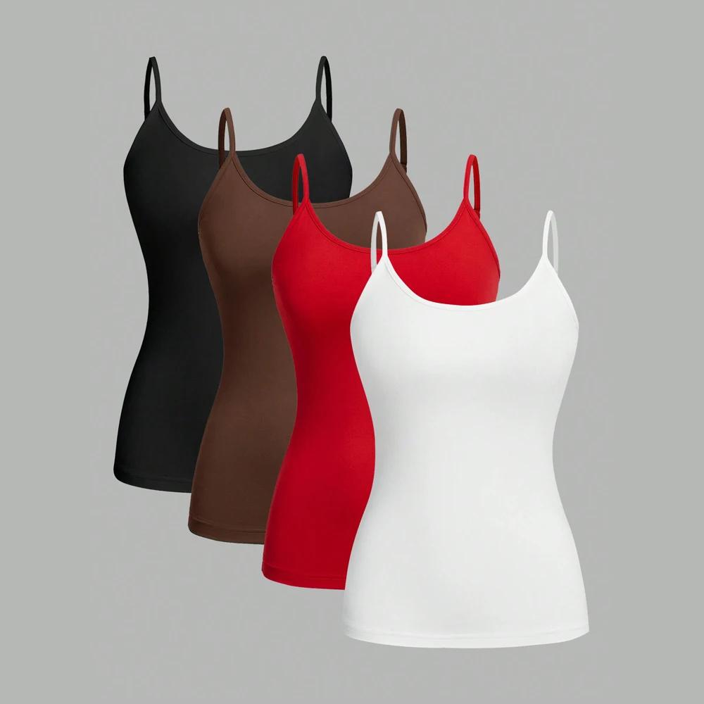 4 pièces femmes couleur unie Camisoles gilet femmes débardeurs femme été Sexy sangle hauts basiques 