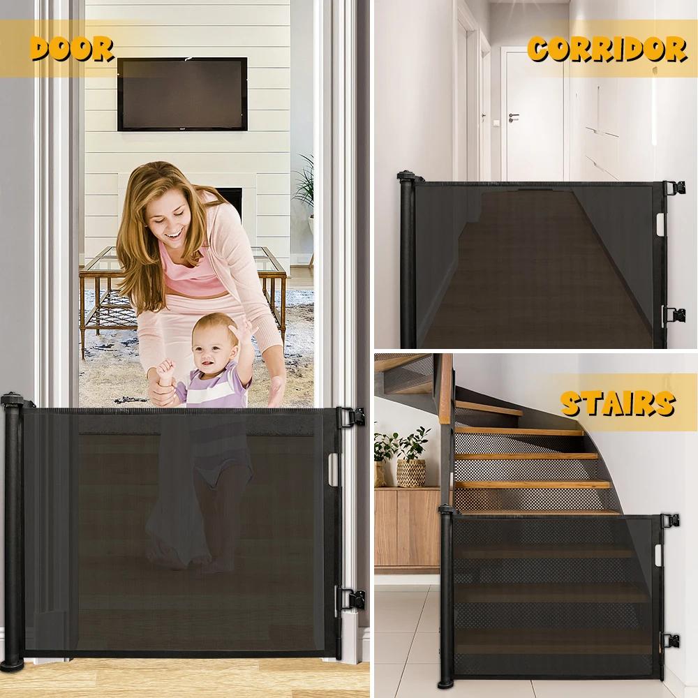 Porte d'escalier extensible 0-150 Cm, porte de barrière pour bébé, porte de sécurité pour enfants, c