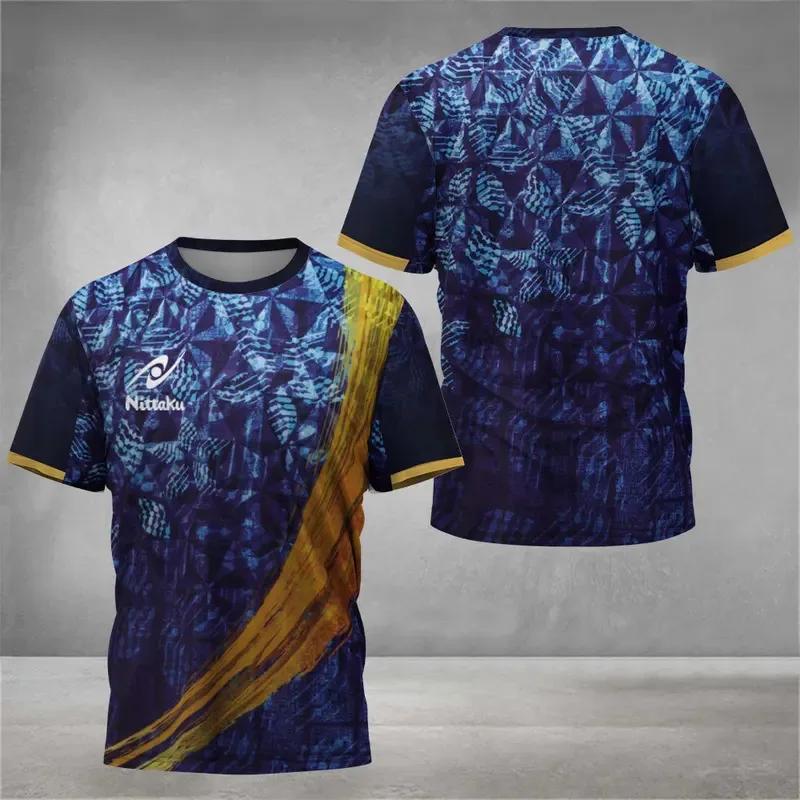 T-shirt de tennis de table pour hommes avec des imprimés numériques mignons, T-shirt de tennis de ta
