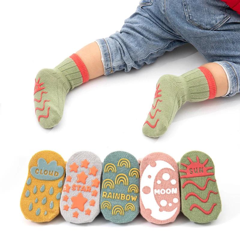 5 paires de chaussettes de sol en tricot mignonnes et décontractées, chaussettes en coton doux et co