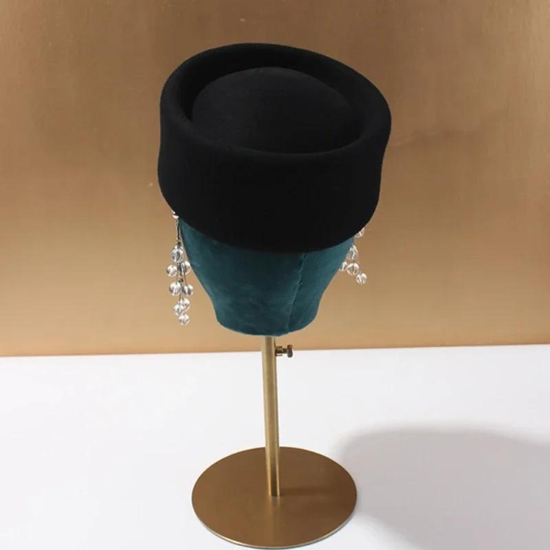Béret en laine de haute qualité pour femmes, chapeau de pilulier rétro britannique, Fedoras français