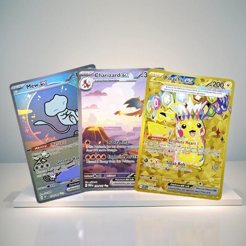 Cartes simples PKM en aluminium Pikachu Charizard EX Bubble Mew, cartes de Collection rares, cartes 