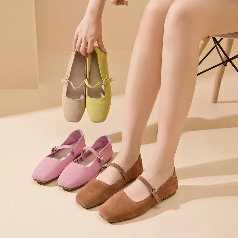 DIMANYU – Chaussures Mary Jane pour femmes, nouvelle collection 2026, en daim, antidérapantes, balle
