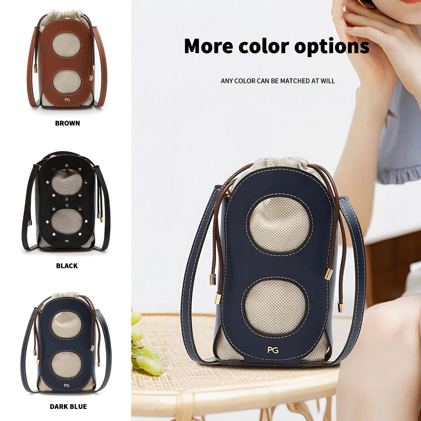 Sac à bandoulière PG pour femme, design ajouré avec cordon de serrage, rétro, polyvalent, haut de ga