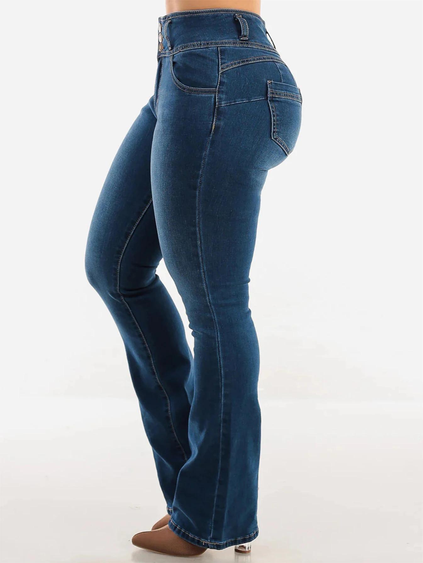 Boutonné fermeture éclair ouverture lavable bleu taille haute minceur fesses-amélioration élégant et