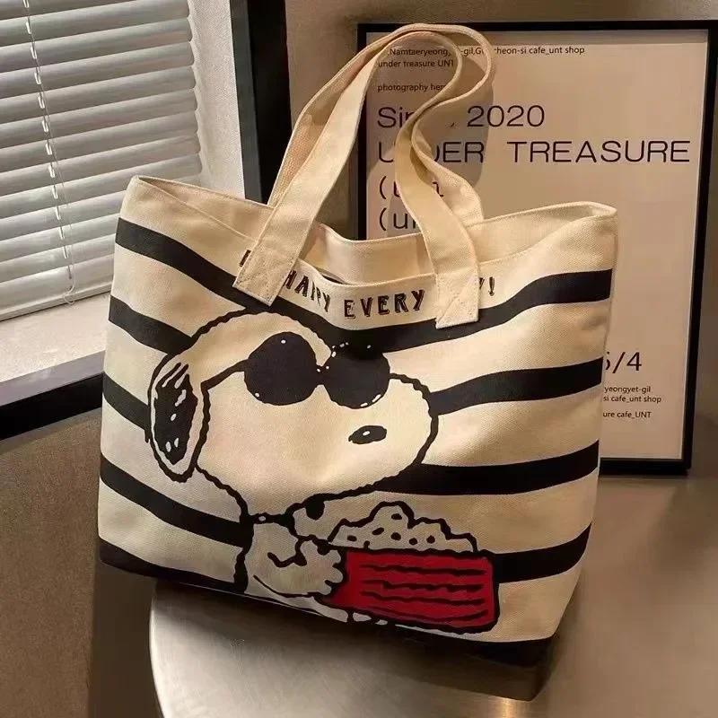 BANDAI Snoopy mignon dessin animé grande capacité sac en toile pour les étudiantes pour contenir des