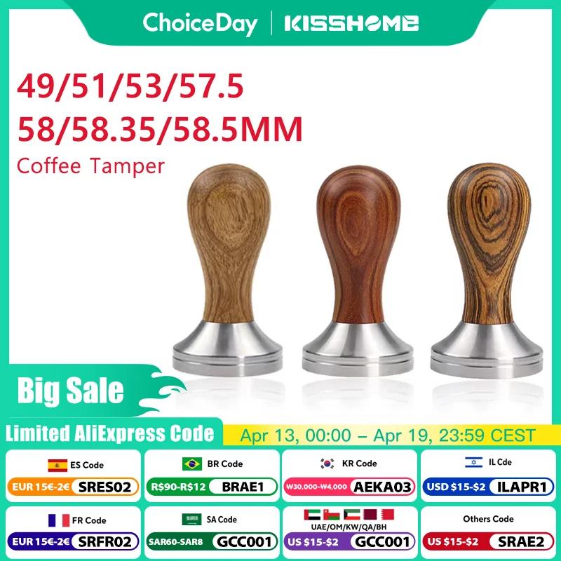 Doseur à café 41mm 49mm 51mm 53mm 57.5mm 58.35mm, manche en bois, acier inoxydable, Delonghi Brevill